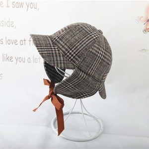 Unisex Tweed Deerstalker Hat Classic Herringbone Tweed mezcla de lana Newsboy gorras con orejeras accesorios de disfraz de detective - Product Image 4