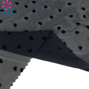Diseño textil personalizado muestras gratis tejido 100% poliéster <span class=keywords><strong>tul</strong></span> Power Mesh Crape Flock estampado corazón negro <span class=keywords><strong>tela</strong></span> para ropa vestido - Product Image 4