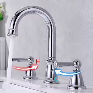 Robinet de lavabo en laiton chromé à double levier, 3 trous, finition nickel PVD, vente en gros - Product Image 4