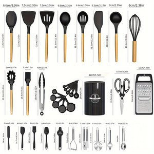 Set di 34 Utensili da <span class=keywords><strong>Cucina</strong></span> <span class=keywords><strong>in</strong></span> <span class=keywords><strong>Silicone</strong></span> Resistente al Calore con Scatola Portaoggetti, Spatole e Cucchiai <span class=keywords><strong>per</strong></span> Uso Domestico - Product Image 2
