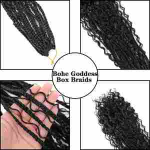 Peluca Trenzada Boho Amygirl 360 con Encaje, Cabello Rizado Bohemio con Pelo de Bebé, Extensiones de Cabello 100% Fibra Sintética de Alta Temperatura, Trama Única Fácil de Usar - Product Image 5