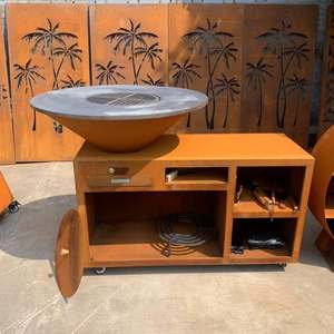 AHL Weathering Steel Adjustable Height Home Barbecue Oven with Rust Finish <strong>and</strong> Flame Safety - Product Image 5