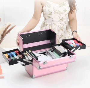 Professional Pink Aluminum Cosmetic Case With Lock for Professional Lash <b>Extension</b> Travel Case - Product Image 3