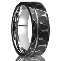 Anneaux masculins vintage en tungstène 8mm Anneaux en tungstène pour hommes Pierre noire ne se fanent jamais