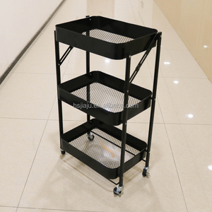 高性价比金属360度旋转储物架家用厨房轮子三层发廊手推车 - Product Image 2