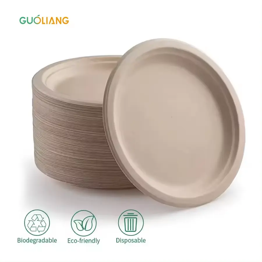 Customized 5/6/8/9/10/12 Inch Compostable Bio Degradable Disposable Paper Plate