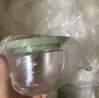 Pot en plastique transparent à large ouverture de 250 ml et 300 ml pour crème, masque capillaire, démaquillant, masque nettoyant, avec couvercle vert
