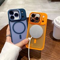 Étui de téléphone portable de luxe mat dépoli avec support magnétique pour objectif pour iPhone 18 17 16 15 14 13 12 11 Pro Max