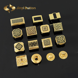 Jinyi Knop Fabriek Custom Patroon Logo Merk Vierkant Zink Legering Metaal 4 Deel Drukknop Jubbah Thobe Drukknop Voor Kleding - Product Image 2