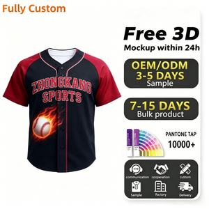 Maillot de baseball personnalisé OEM en gros, sublimation, broderie, séchage rapide, t-shirt de baseball de haute qualité, uniforme de baseball pour jeunes - Product Image 1