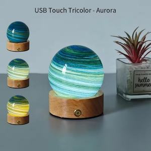 Lámpara de Noche LED Táctil Recargable de Diseño Creativo, Lámpara de Mesa Desmontable de Madera con Pantalla de Globo de Vidrio para Decoración de Dormitorio - Product Image 4