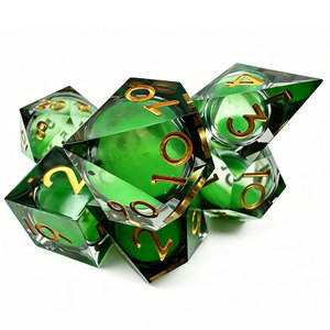 Black Transparent Shell Green Floating Liquid Core Sharp Edge Resin Polyhedral <b>Dice</b> 7PCS Full <b>Set</b> For D&D Role Playing Games - Product Image 2