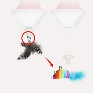 Jouet pour chat automatique en plastique à succès, avec plumes et clochette, design interactif, fixation par ventouse, soulage le stress, pour le jeu des animaux de compagnie - Product Image 6