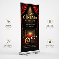 Support de bannière déroulante rétractable en aluminium léger à base large, panneau publicitaire vertical sur pied pour stand de salon professionnel