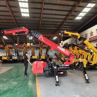 Grue araignée de 3 tonnes, avec étais pliables peu encombrants, grue sur chenilles pour l'installation de murs-rideaux électro-hydrauliques