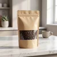 Sachet Doypack Personnalisé en Papier Kraft avec Fenêtre Transparente et Fermeture Zip, Vente en Gros pour Emballage Alimentaire, Snacks et Noix