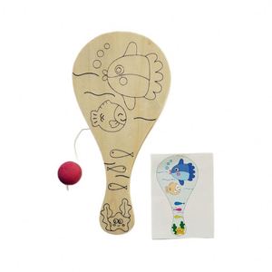 Manufacture Eco-friendly Wooden Engraved Animal Theme White Blank Paddle Manufacturer Wholesale Children's DIY Creative - Product Image 4
