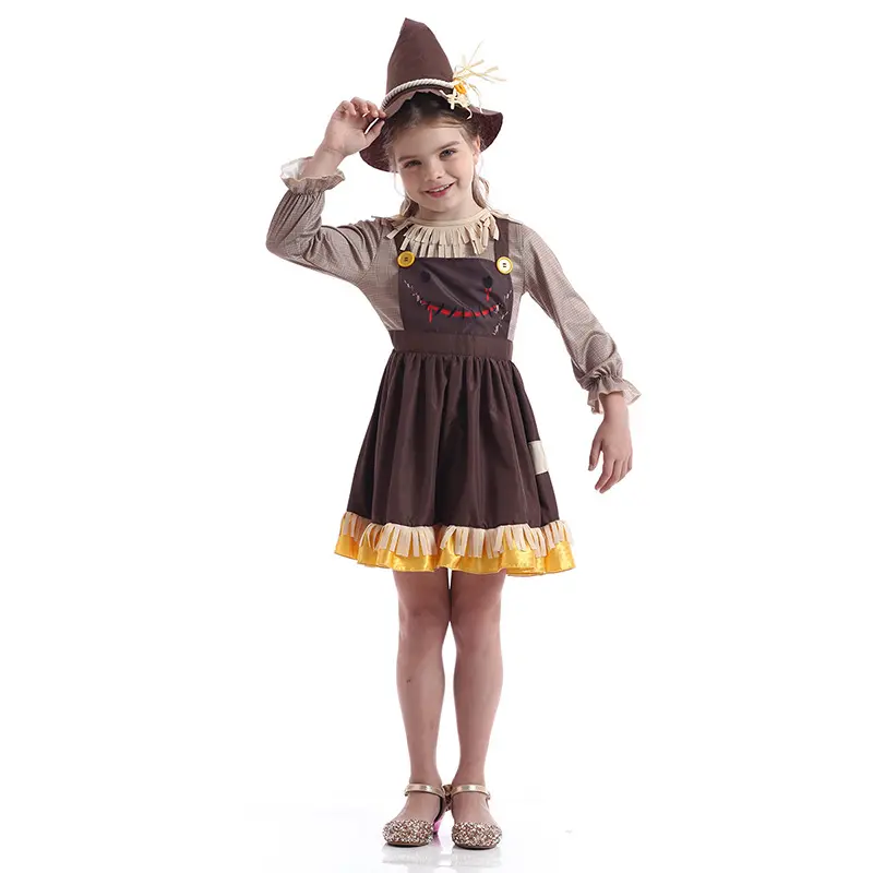 Halloween Girls Stage Performance Witch Costume For Children Play Photo Scare Crow Girl Dress
