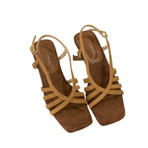 Square Toe Women Strappy <b>Block</b> <b>Heel</b> <b>Sandals</b> Ankle Buckle Back Strap <b>Ladies</b> Summer Party Dress Shoes - Product Image 6
