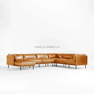 New Modular Sofa Set Living Room Furniture Solid Wood Frame Leather Casual Living Room Sofa