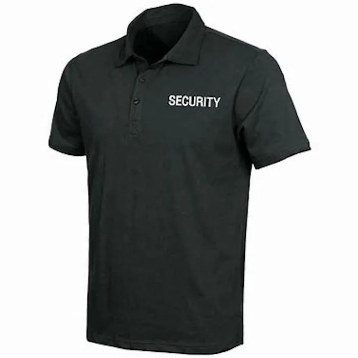 Preto Atacado Personalizado Impressão Em Torno Do Pescoço De Segurança Tático Uniforme Evento Polo T-Shirt 100% Poliéster 200gsm Guarda Camisas