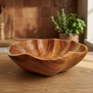 Bol décoratif en bois d'acacia, artisanat poli, style vintage, pour servir les aliments lors de fêtes, décoration de table, écologique, pour la maison, BS International - Product Image 1