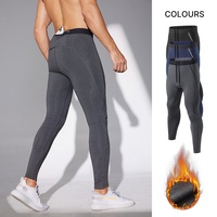 Leggings de sport pour homme en polyester doublé polaire, ajustés, longs, à séchage rapide et anti-transpiration, pour la course et l'entraînement, collection automne-hiver