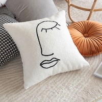 Housse de coussin carrée de style ferme, 18 x 18 pouces, en tricot bouclé, pour canapé d'extérieur et décoration de chambre à coucher