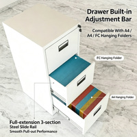 Armoire de classement suspendue en acier robuste FC A4 avec tiroirs, meuble de rangement métallique pour documents de bureau et financiers