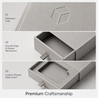 Boîte à tiroir en papier recyclé personnalisée, emballage cadeau gris de luxe avec ruban, boîte en carton écologique