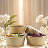 Contenant à salade jetable en papier kraft biodégradable à paroi simple 600ml-1100ml – Emballage alimentaire à emporter