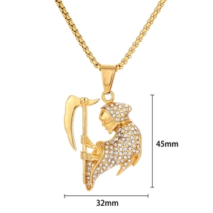 Collana con Ciondolo Hip Hop Death Summon in Acciaio Inossidabile PVD Impermeabile, Antiossidante, Gioielli Semplici per Uomo, Vendita all'Ingrosso - Product Image 6