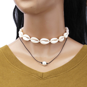 สร้อยคอเปลือกหอยธรรมชาติสไตล์ฮาวายสำหรับผู้หญิง สร้อยคอแฟชั่นทำมือแบบถักเชือกสำหรับงานปาร์ตี้ - Product Image 2