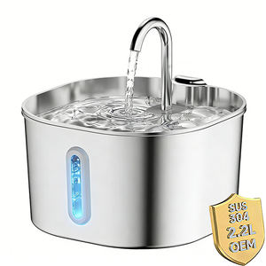 Dispenser Air Minum Otomatis untuk Hewan Peliharaan dari Baja Anti Karat OEM 2.2L dengan Jendela Indikator Level Air Produk Baru untuk Kucing - Product Image 1