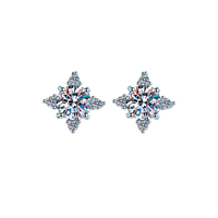 Boucles d'oreilles de luxe en argent 925 en gros, motif Yin Yang Tai Chi, avec moissanite, pour mariage