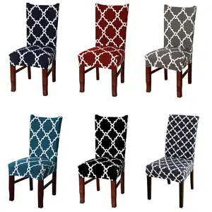 Пользовательские моющиеся растянутые спандекс растянутые чехлы для стульев с геометрическим рисунком Крышка для обеденных стульев для ресторанов и отелей