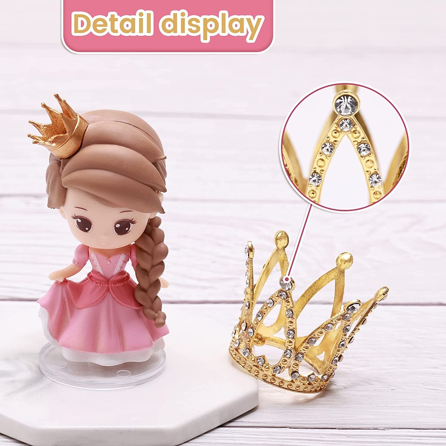 Glitter Princess Cake Topper – Happy Birthday Crown Girl Decoration For 6-8 Inch Cakes (Pink)