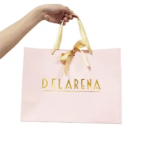 Новинка, косметичка для ресниц, бумажная сумка для покупок, индивидуальная розовая модная упаковка, Подарочная бумажная сумка с галстуком-бабочкой