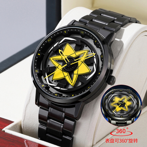 Futuristic Mens Unique Spinning Gear <b>Watch</b> Black <b>Case</b> Red Geometric Dial Quartz Wristwatch Sport Timepiece - Product Image 5