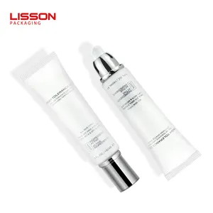 Luxury White 30 Ml Empty Square Squeeze Plastic Cosmetic Bb Sunscreen Cream Airless Soft Pump Tube Foundation