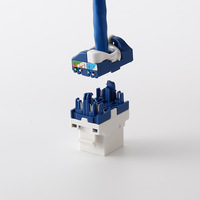 Fabrikverkauf Kecheng Marke Benutzerdefiniertes Logo Verpackungsbeutel Amerikanischer Stil 180 Grad RJ45 Werkzeug Cat6 Cat6a Keystone-Buchse Weiß PC/ABS