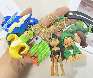 Porte-clés mousqueton Shanhaijing en caoutchouc écologique et alliage de zinc, avec impression numérique, motif figurine de dessin animé, pour <span class=keywords><strong>voiture</strong></span> - Product Image 6