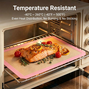 Tapis de four <span class=keywords><strong>en</strong></span> <span class=keywords><strong>silicone</strong></span> avec bordure rose personnalisée, logo personnalisé, taille et style sur mesure, tapis antiadhésif renforcé de fibres de verre <span class=keywords><strong>pour</strong></span> <span class=keywords><strong>micro</strong></span>-ondes - Product Image 4