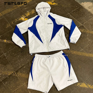 Ensemble de vêtements de sport légers personnalisés pour hommes, veste coupe-vent, sweat à capuche en nylon et ensemble de shorts, survêtement coupe-vent - Product Image 2