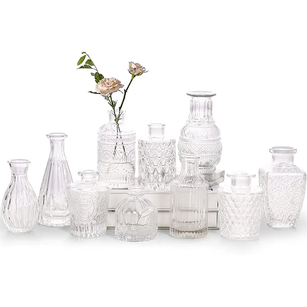 Mini kleine Glas Kristall Luxus Vase Set Aroma therapie Flasche Vasen für zu Hause Mittelstücke