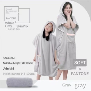 Peignoir <span class=keywords><strong>Cape</strong></span> à Capuche en Polaire Corail Épaisse, Ultra-Absorbante et à Séchage Rapide, Chaude, <span class=keywords><strong>pour</strong></span> Femme <span class=keywords><strong>Adulte</strong></span> et Enfant - Product Image 6