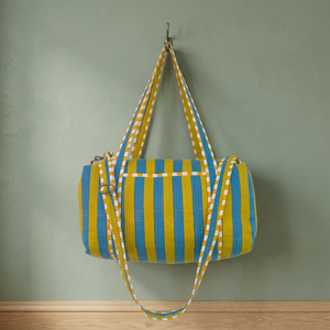 Bolsas de Viaje de Lujo de Algodón para Fin de Semana, Yoga y Gimnasio, con Logotipo y Patrón Personalizados, Estampado a Rayas, Acolchadas, con Cierre, Tipo Duffel - Product Image 2