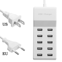 Chargeur de téléphone portable intelligent 10 ports USB 5V 2A adaptateur de voyage multi-ports pour prise ue/US pour écouteur d'appareil photo d'ordinateur portable