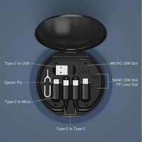 Kit de conversion de câble de sortie CC universel 60W 6 en 1, USB-C vers connecteurs Micro, charge rapide, kit de voyage LED pour téléphones mobiles