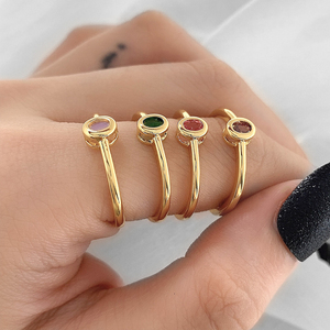 Wholesale Fashion Simple 18K Gold Plated Multicolor Cubic Zirconia <b>Adjustable</b> <b>Ring</b> Women - Product Image 3